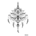 Autocollant de tatouage henné fleur de lotus noir et blanc, design art corporel. - Style Pendentif Plume Mandala(SS434)