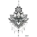 Autocollant de tatouage temporaire mandala de lotus noir imperméable pour corps jambe et main. - 9.8x5.8cm / SS437
