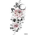 Adesivo per tatuaggio transfrontaliero con rose eleganti, crisantemi e design a mezzaluna. - 9.8x5.8cm / Crisantemo Rosa e Luna(SS833)