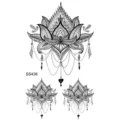 Set de tatouage temporaire lotus mandala henné, art corporel noir étanche variante pour femmes. - 9.8x5.8cm / SS438
