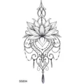 Adesivo per tatuaggio di loto nero, decalcomania d'arte corporea mandala geometrica. - 9.8x5.8cm / Ciondolo di Loto(SS834)