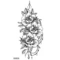Adesivo per tatuaggio con rosa nera e pendente di perline geometriche per decorazione. - 9.8x5.8cm / Rosa e Ciondolo Geometrico(SS835)