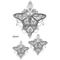 Feuille d'autocollant de tatouage temporaire papillon mandala noir et étanche. - 9.8x5.8cm / SS440