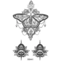 Feuille d autocollants de tatouage temporaire avec papillon mandala et motifs de lotus floral. - 9.8x5.8cm / SS441