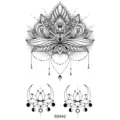 Set de tatouages temporaires lotus henné, art corporel mandala délicat pour jambes et mains. - 9.8x5.8cm / SS442