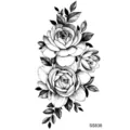 Adesivo per tatuaggio con rosa in bianco e nero adesivo artistico temporaneo per collo. - SS838 / 9.8x5.8cm