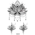 Mandala Lotus Tatouage Temporaire Autocollant Etanche Noir Blanc Floral Design SS443 - 9.8x5.8cm / SS443