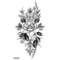 Adesivo per tatuaggio floreale in bianco e nero, design d'arte corporea in stile barocco. - SS839 / 9.8x5.8cm