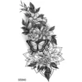 Adesivo per tatuaggio temporaneo con farfalla rosa schizzo in bianco e nero arte del corpo SKU - SS840 / 9.8x5.8cm