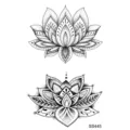 Autocollant de tatouage temporaire de lotus noir minimaliste pour le corps d'art. - 9.8x5.8cm / SS445