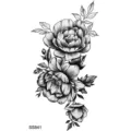 Adesivo per tatuaggio temporaneo floreale in bianco e nero, design peonia per corpo. - SS841 / 9.8x5.8cm