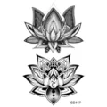 Autocollant de tatouage lotus noir et blanc, design d'art corporel mandala géométrique. - 9.8x5.8cm / SS447