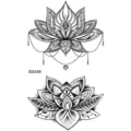 Feuille d'autocollant de tatouage temporaire fleur de lotus pour main et jambe,style noir. - 9.8x5.8cm / SS448