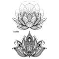 Autocollant de tatouage temporaire lotus henné, design artistique géométrique noir sur peau. - 9.8x5.8cm / SS449