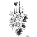 Adesivo tatuaggio temporaneo rosa lupo nero e bianco per arte corpo mano e collo. - SS845 / 9.8x5.8cm