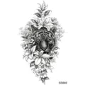 Adesivo per tatuaggio tigre giglio schizzo bianco e nero arte corporea temporanea - SS846 / 9.8x5.8cm