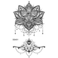 Magnifique autocollant de tatouage temporaire lotus noir mandala pour bras et jambe. - 9.8x5.8cm / SS451