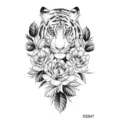 Stickers tatuaggio temporaneo tigre fiore arte linea nera tatuaggio finto impermeabile corpo - SS847 / 9.8x5.8cm