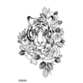 Adesivo per tatuaggio temporaneo con fiore di tigre in bianco e nero per il corpo. - SS849 / 9.8x5.8cm