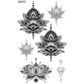 Feuille de tatouage temporaire lotus mandala au henné, art corporel floral noir chic. - 9.8x5.8cm / SS457