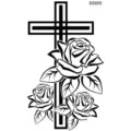 Tatuaggio Temporaneo Croce Rosa Adesivo Linea Nera Arte Corporea Design Impermeabile - SS855 / 9.8x5.8cm