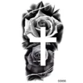Adesivo tatuaggio temporaneo croce rosa body art design finto tatuaggio impermeabile - SS856 / 9.8x5.8cm