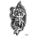 Adesivo per tatuaggio temporaneo rosa nera croce body art impermeabile braccio collo adesivo - SS857 / 9.8x5.8cm