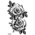 Adesivo tatuaggio croce rosa bianco e nero sticker arte corporea temporanea per collo - SS859 / 9.8x5.8cm