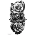 Adesivo per tatuaggio temporaneo orologio rosa nero e bianco per braccio arte design. - SS865 / 9.8x5.8cm