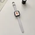 White leather strap for Apple Watch waist shaped band stylish replacement accessory - Universal 38mm/40mm/41mm / Pure White