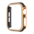Close-up detail of rhinestone bling watch bumper case with electroplated dual-color finish. - 38mm / Black & Rose Gold Edge