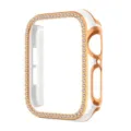 Rhinestone Electroplated Two-Tone Protective Case Compatible with Apple Watch Series Bumper - 38mm / White & Rose Gold Edge