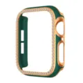 Kompatibel mit Apple Watch Hülle galvanisiert zweifarbig einreihige Strass Abdeckung - Dunkelgrün & Roségoldrand