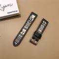 Close-up of national style ethnic print genuine leather watch strap detail texture display - Huawei Watch 3/3pro / Black and White Calligraphy