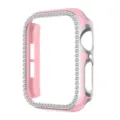 Glitzernder Strass Apple Watch Hülle Detailansicht, rosa-silberner galvanisierter Bumper. - Rosa & Silberrand