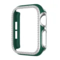 Glitzernde Apple Watch Schutzhülle, galvanisierter grüner und silberner Bumper für Uhr. - Dunkelgrün & Silberrand