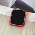 Rode strass PC beschermhoes voor smartwatch, glanzende bumper cover accessoire. - 38mm / Rode Strass Beschermhoes
