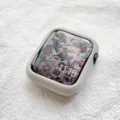 Silicone case for Apple Watch 7 SE 6 5 4 soft protective bumper cover with floral design. - 49mm / Gray