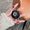 Κομψό μεταλλικό λουράκι ρολογιού για smartwatch με κόκκινα τριφύλλια σχέδιο αξεσουάρ μόδας. - Huawei Watch 3 22mm / Ασημί Κόκκινο