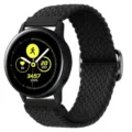 Zwart elastisch geweven nylon vervangend horlogebandje compatibel met smartwatch. - 22mm Universele Band / Zwart