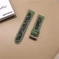 Green leather canvas watch strap vintage style compatible with smartwatch replacement accessories - Huawei Watch 3/3pro / Green Totem
