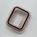 Matte PC case with tempered glass screen protector for Apple Watch, pink bumper cover. - Sand Pink