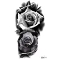 Adesivo per tatuaggio temporaneo rosa nera e bianca per mano e collo, body art realistica. - SS874 / 9.8x5.8cm