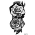 Autoadesivo del tatuaggio temporaneo della rosa nera e bianca per braccio mano SS875 - SS875 / 9.8x5.8cm