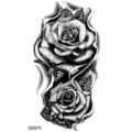 Adesivo per tatuaggio di rosa nera e bianca arte corporea design floreale temporaneo braccio collo. - SS876 / 9.8x5.8cm