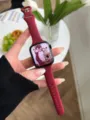 Slim silicone watch band replacement for Apple Watch stylish sports strap burgundy color - Universal for 42mm (Series 1/2/3)/44/45/46/49mm / Burgundy Slim Waist