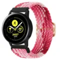 Geweven nylon elastische vervangend horlogebandje compatibel met smartwatch, zacht roze. - Aardbeirood