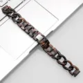 Schildpatt Harz Uhrenarmband kompatibel mit Smartwatches stilvolles Kettenersatzarmband - Einzelner Loop Denim-Kette - Schokolade