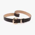 Ceinture en cuir marron gaufré vintage pour femme, boucle élégante pour jeans chic. - Café