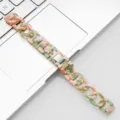 Ersatzuhrenarmband aus Harz stilvolles Zubehör für Smartwatch langlebiges Design - Einzelner Loop Denim-Kette - Rosa Grün
